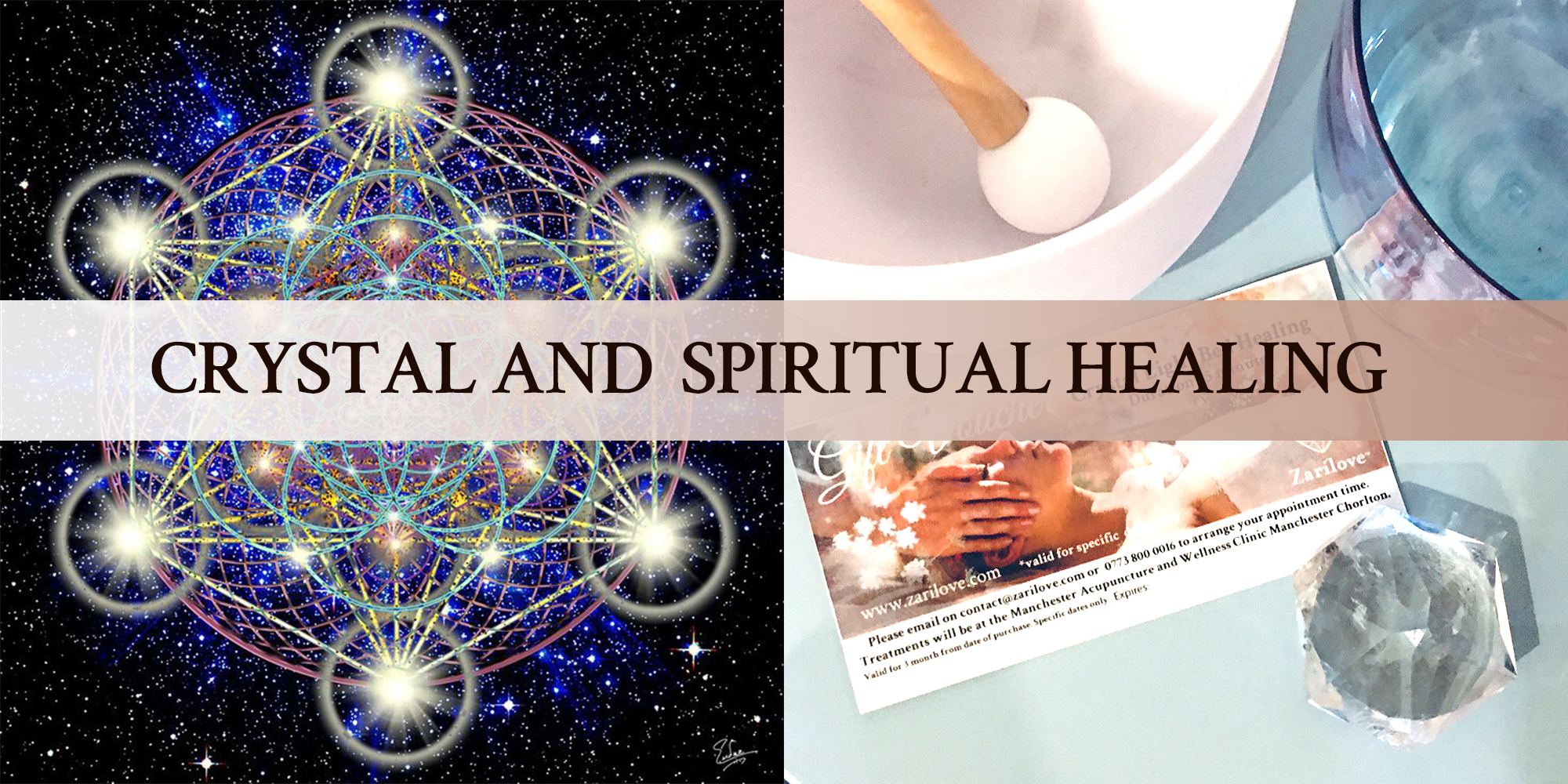 Spiritual Healing with Crystal Light Bath and Crystal Sound bowls.
